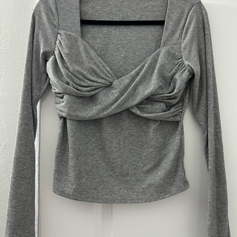 Fashion Nova Gray Long Sleeve Top